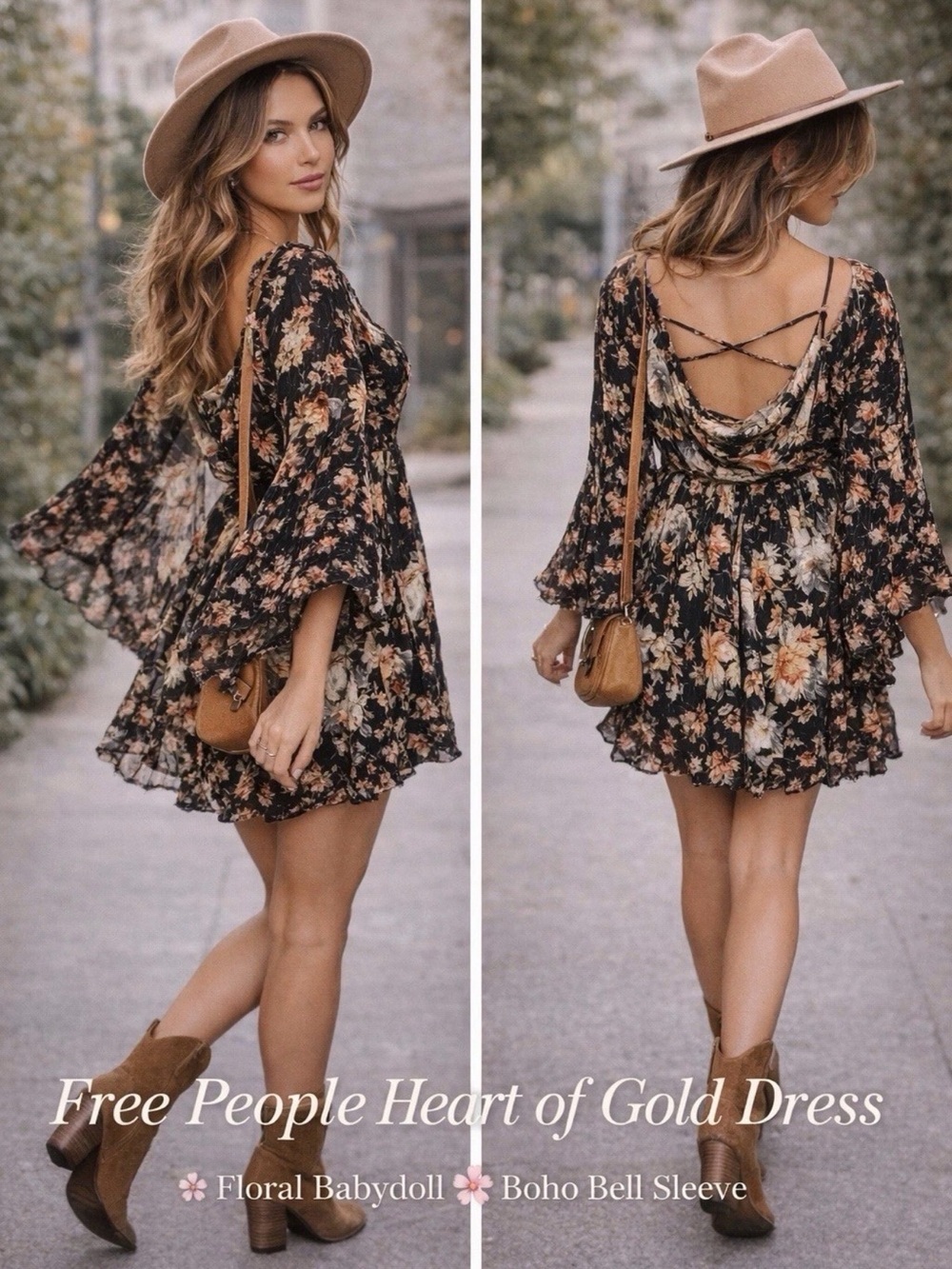 Free People Floral Bell Sleeve Mini Dress Size S Moonlight Garden Boho Fairycore